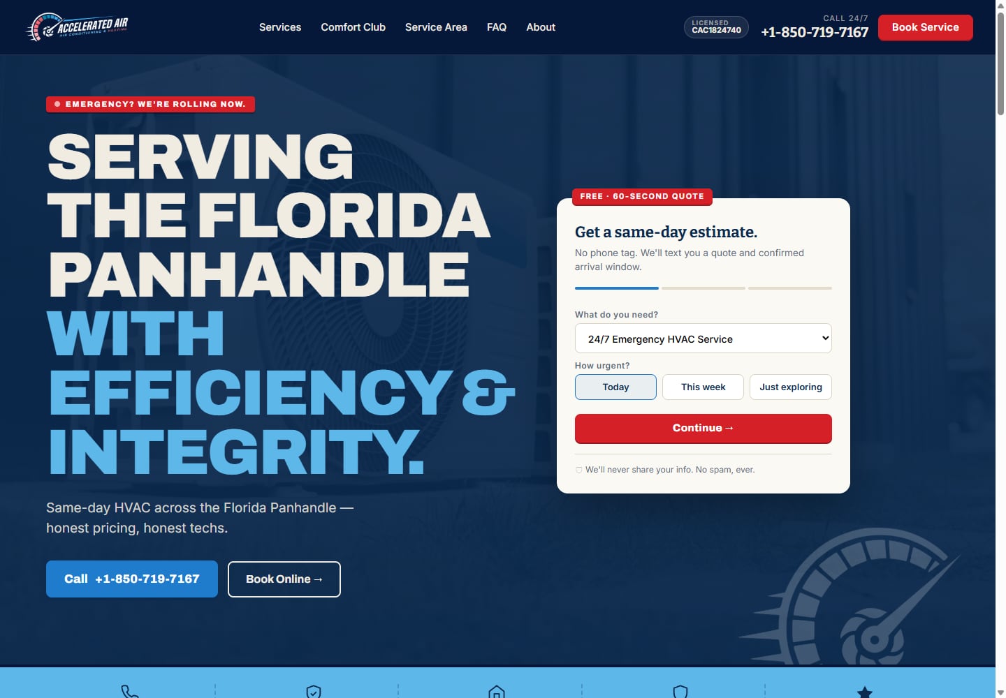 Homepage of the Accelerated Air website as built